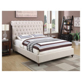 Devon Button Tufted Upholstered Queen Bed Beige 300525Q