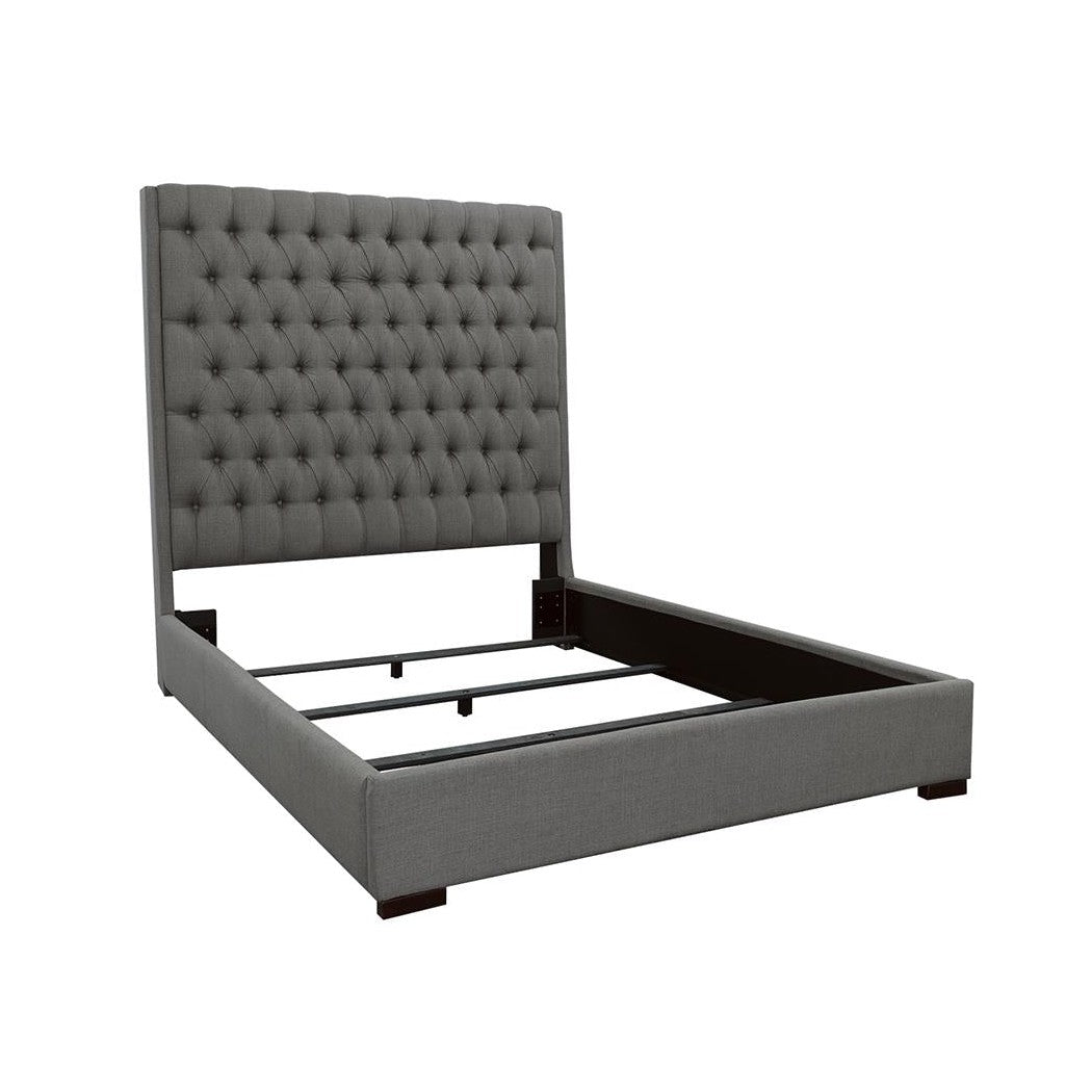 Camille Eastern King Button Tufted Bed Grey 300621KE