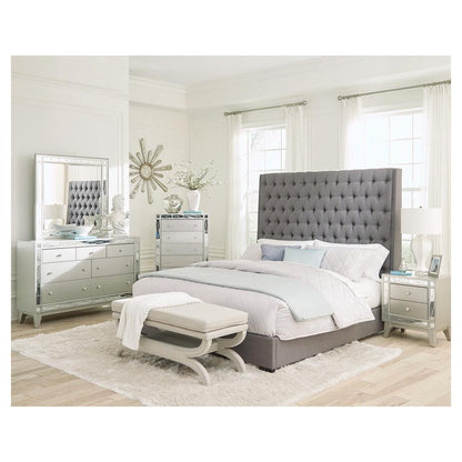 Camille Eastern King Button Tufted Bed Grey 300621KE