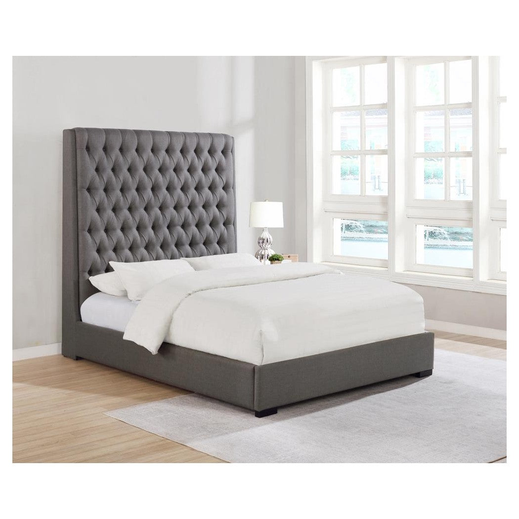 Camille California King Button Tufted Bed Grey 300621KW