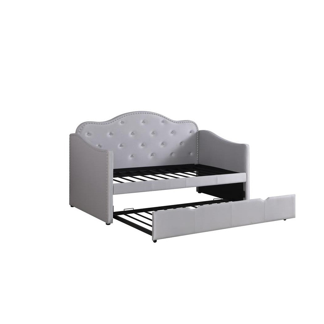 Elmore Upholstered Twin Daybed with Trundle Pearlescent Grey 300629