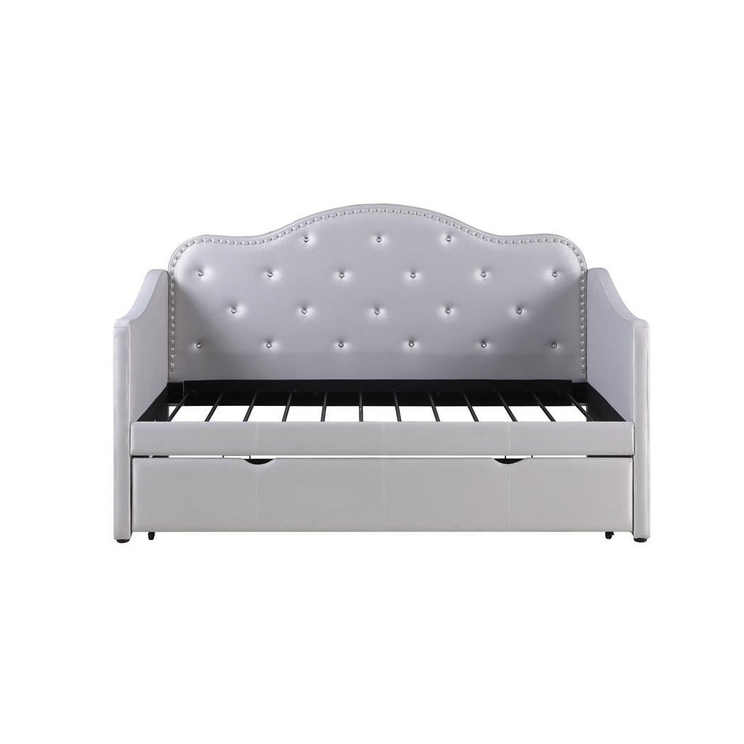 Elmore Upholstered Twin Daybed with Trundle Pearlescent Grey 300629