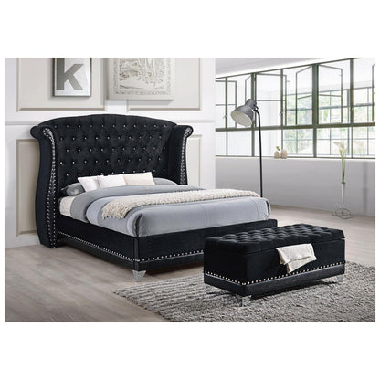 Barzini Eastern King Tufted Upholstered Bed Black 300643KE