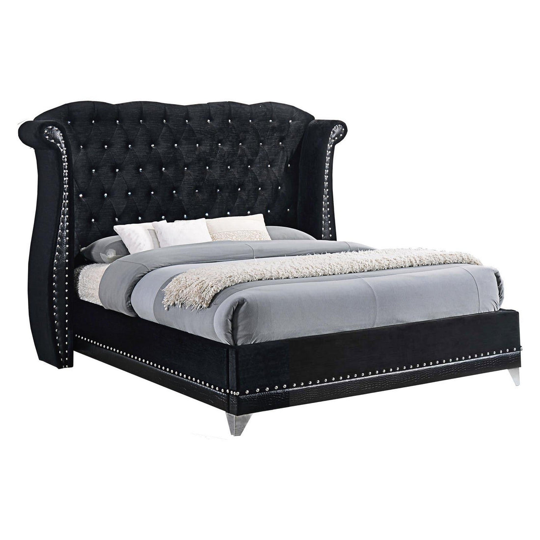 Barzini California King Tufted Upholstered Bed Black 300643KW