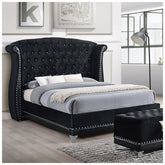 Barzini Queen Tufted Upholstered Bed Black 300643Q