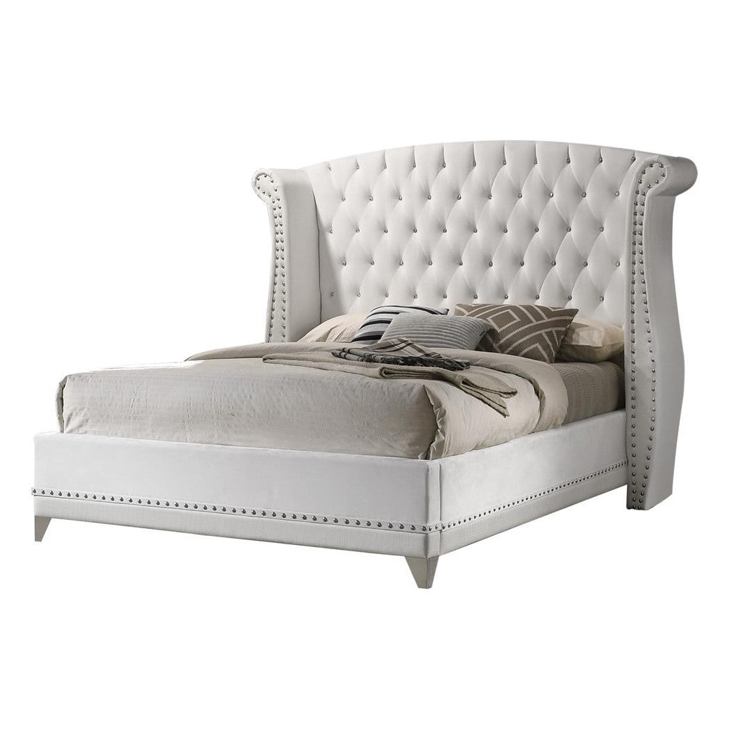 Barzini Eastern King Wingback Tufted Bed White 300843KE