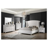 Barzini Queen Wingback Tufted Bed White 300843Q