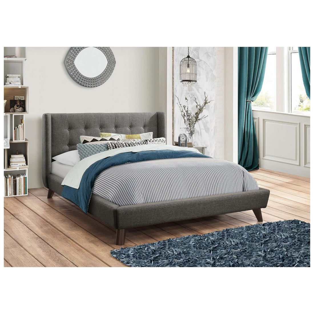 Carrington Button Tufted Queen Bed Grey 301061Q