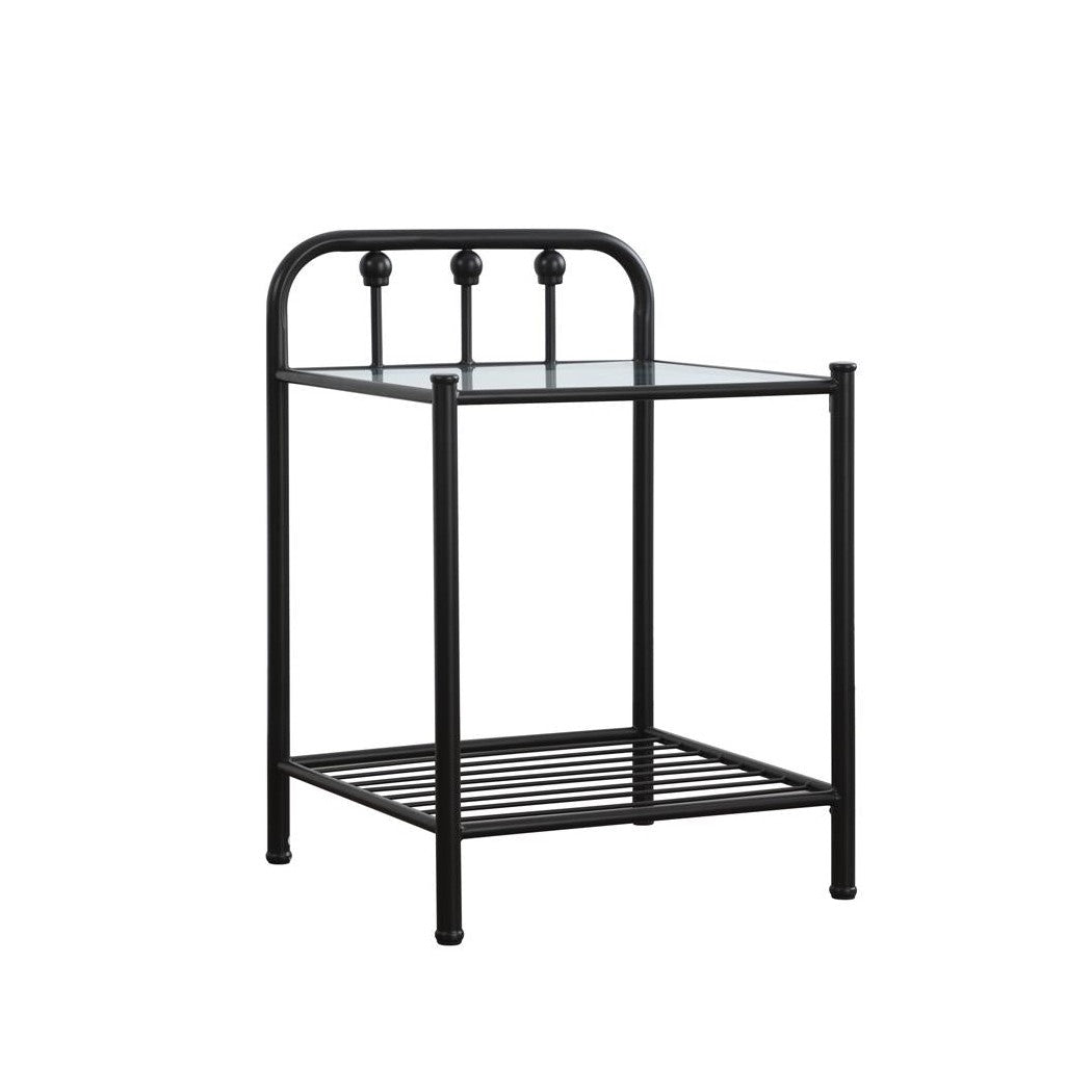 Livingston 1-shelf Nightstand with Glass Top Dark Bronze 301392