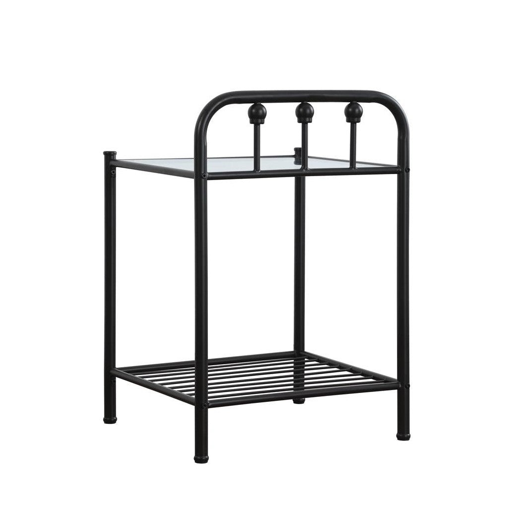 Livingston 1-shelf Nightstand with Glass Top Dark Bronze 301392