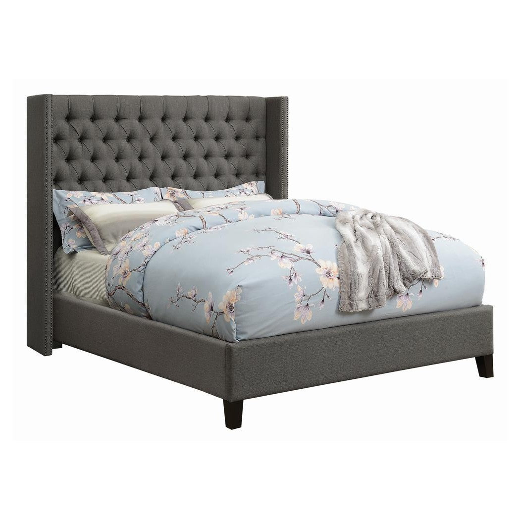 Bancroft Demi-wing Upholstered Queen Bed Grey 301405Q