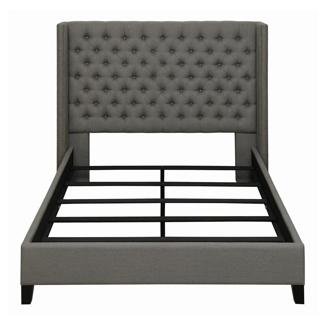 Bancroft Demi-wing Upholstered Queen Bed Grey 301405Q