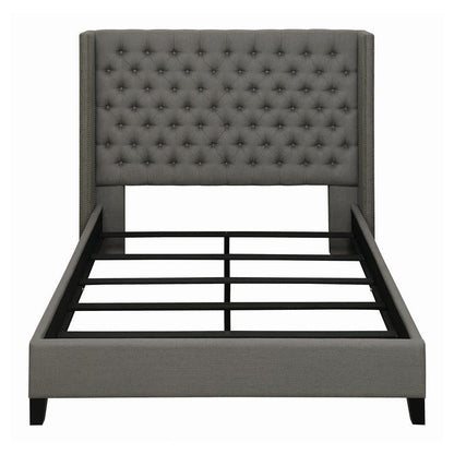 Bancroft Demi-wing Upholstered Queen Bed Grey 301405Q