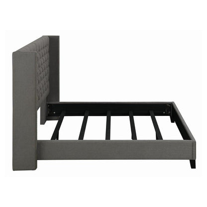 Bancroft Demi-wing Upholstered Queen Bed Grey 301405Q