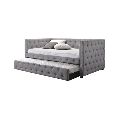 Mockern Tufted Upholstered Daybed with Trundle Grey 302161