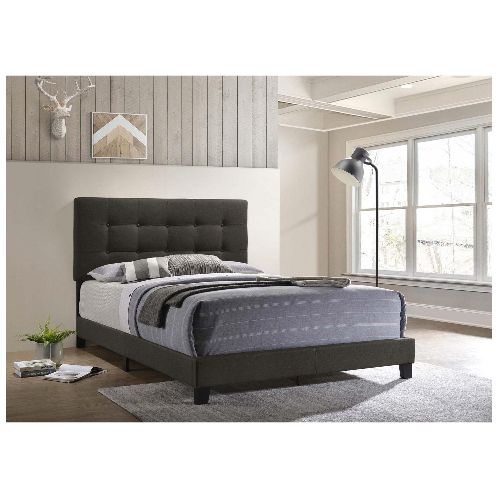 Mapes Upholstered Tufted Full Bed Charcoal 305746F