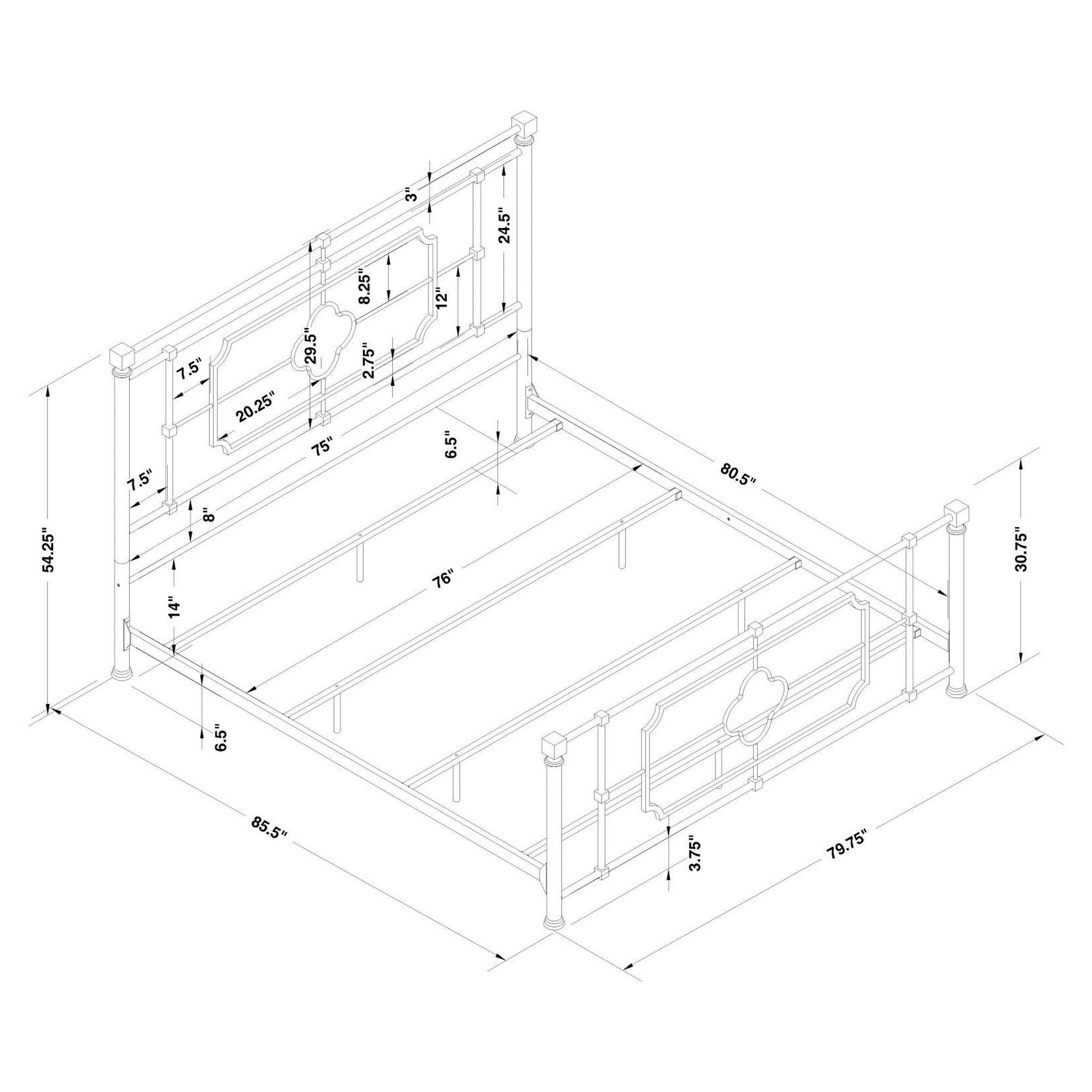 Paskay Eastern King Metal Panel Bed Matte Black 305766KE