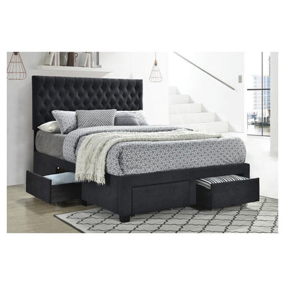 Soledad Full 4-drawer Button Tufted Storage Bed Charcoal 305877F