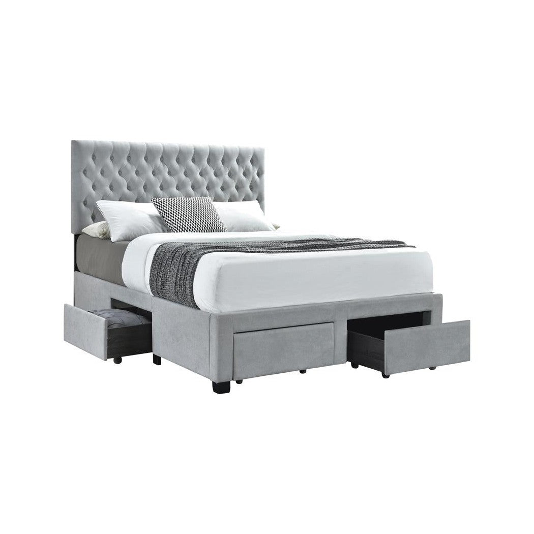 Soledad Full 4-drawer Button Tufted Storage Bed Beige 305878F