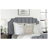 Fiona Upholstered Panel Bed Light Grey 306029F