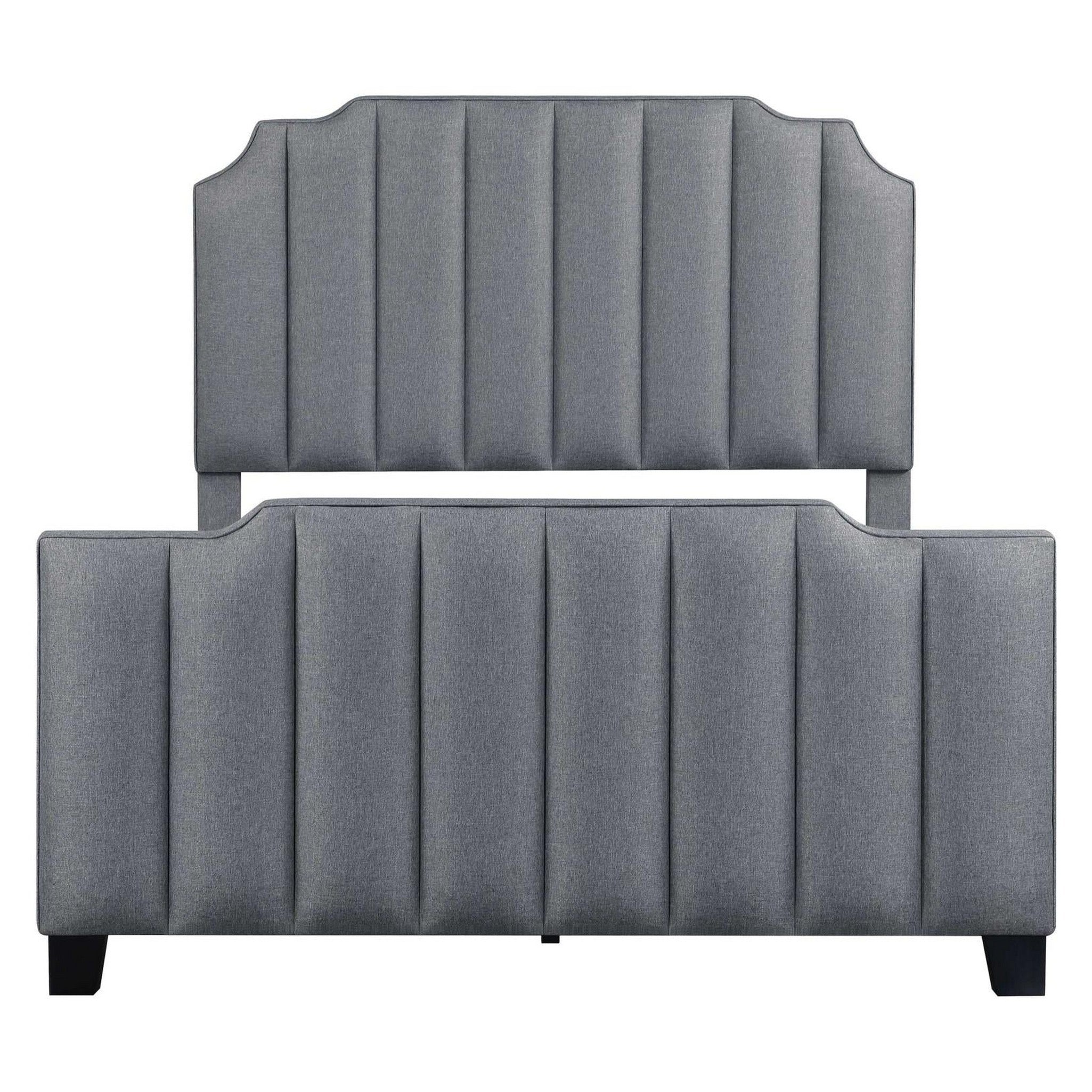 Fiona Upholstered Panel Bed Light Grey 306029KE