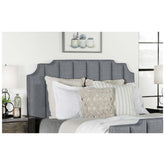 Fiona Upholstered Panel Bed Light Grey 306029Q