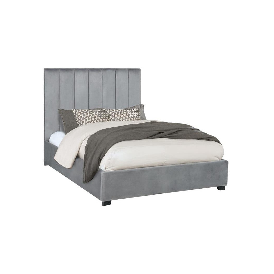 Arles Eastern King Vertical Channeled Tufted Bed Grey 306070KE