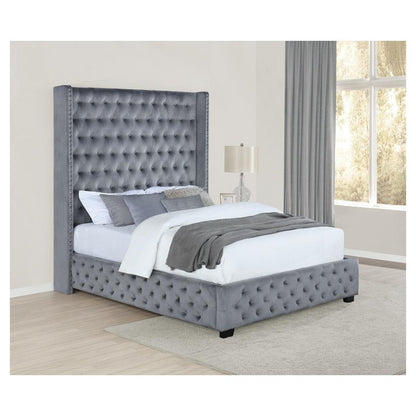 Rocori Queen Wingback Tufted Bed Grey 306075Q