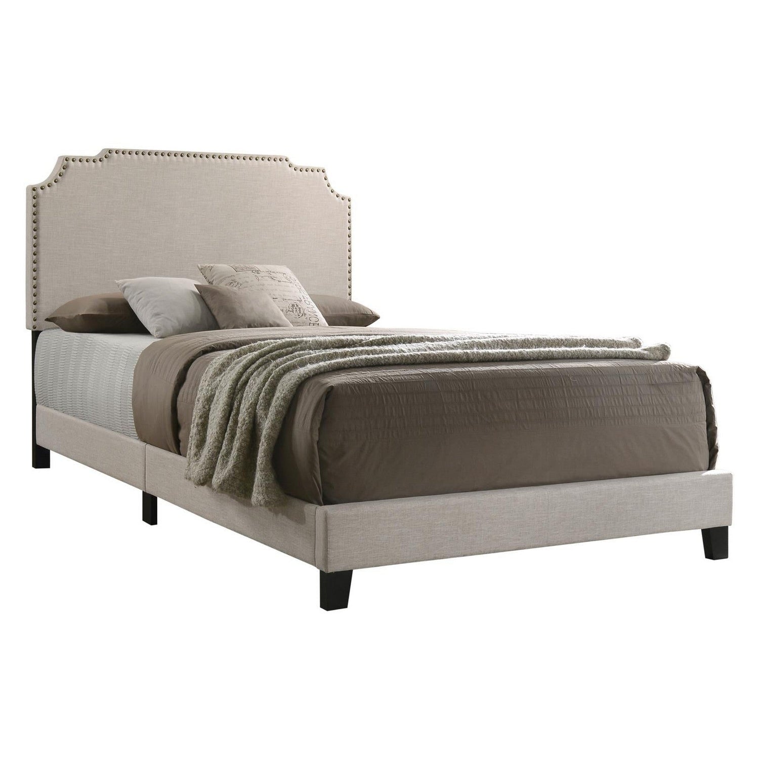 Tamarac Upholstered Nailhead Full Bed Beige 310061F