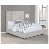 Panes Eastern King Tufted Upholstered Panel Bed Beige 315850KE