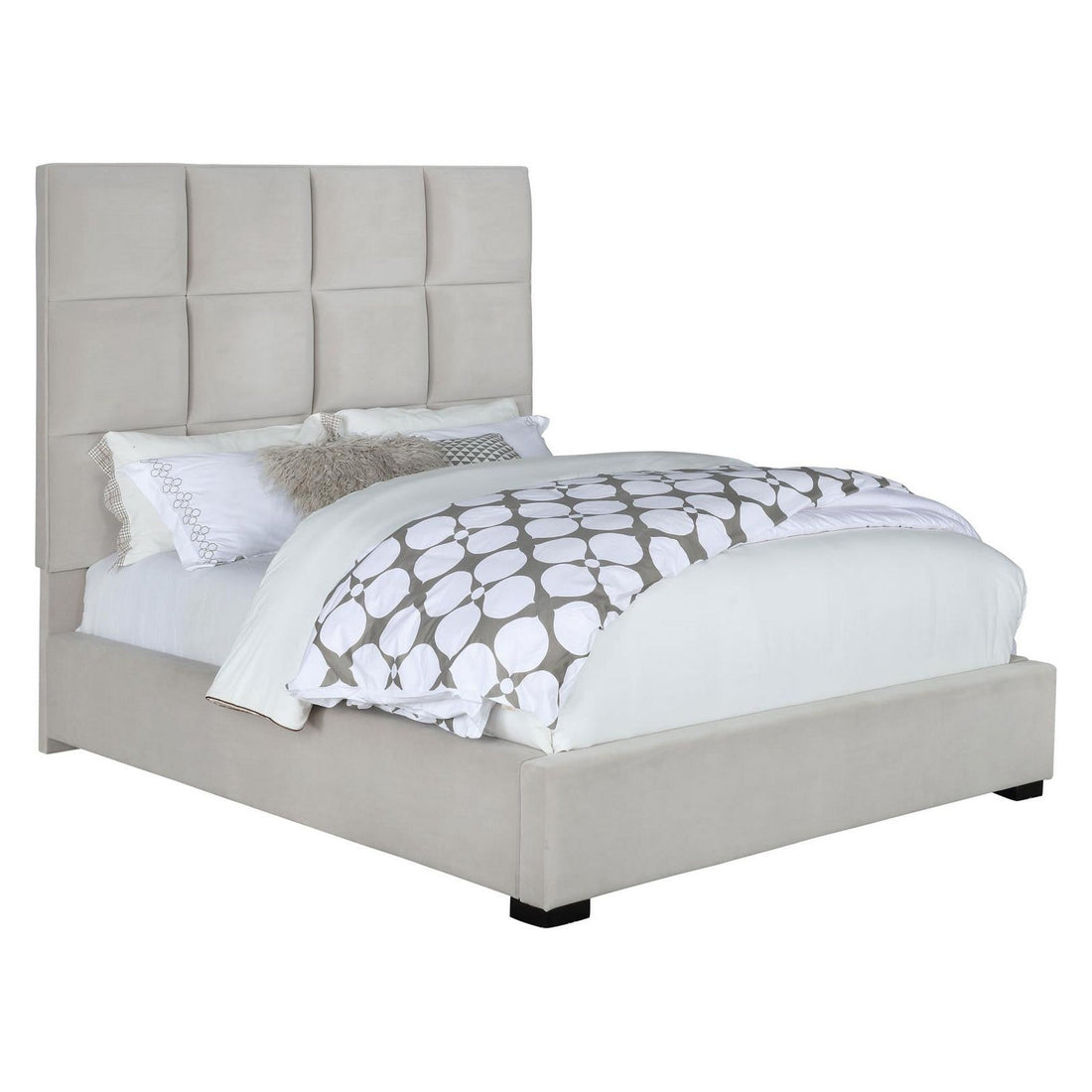 Panes Eastern King Tufted Upholstered Panel Bed Beige 315850KE