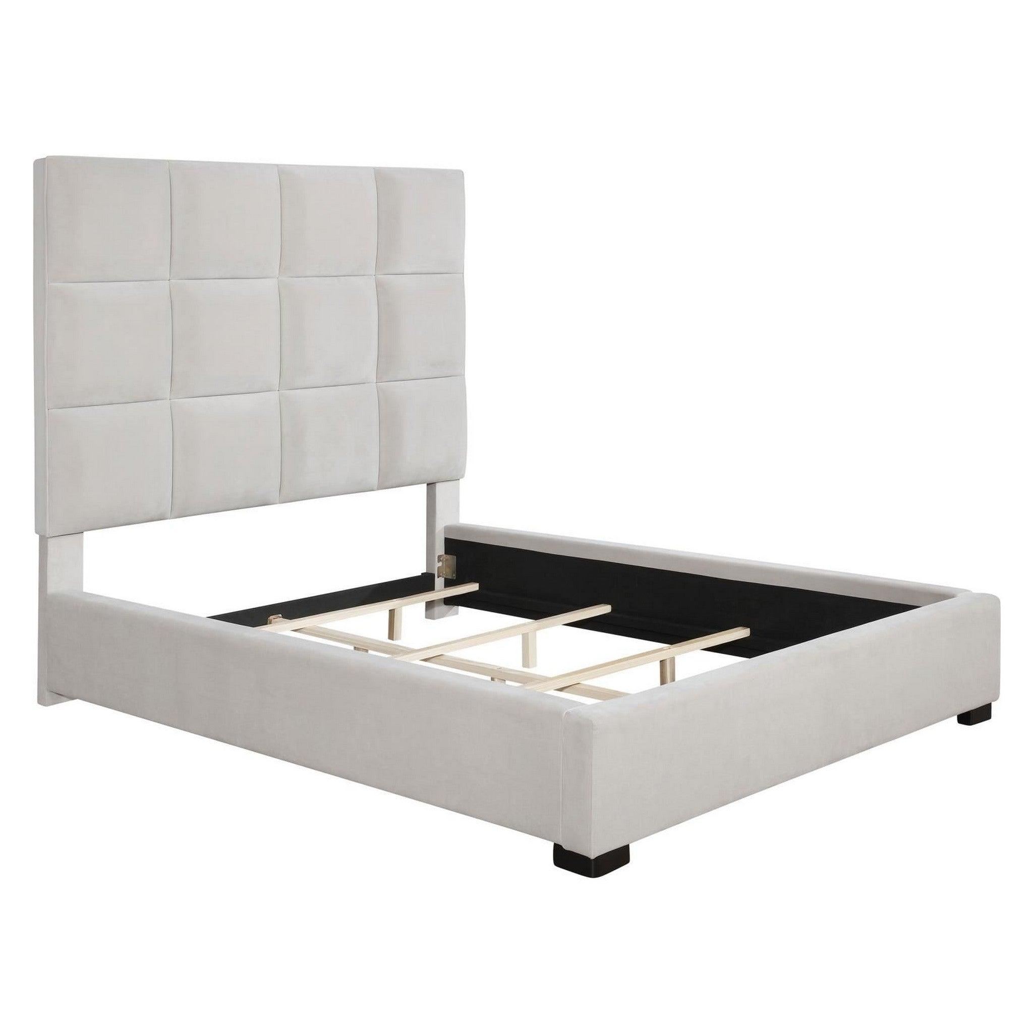 Panes Queen Tufted Upholstered Panel Bed Beige 315850Q