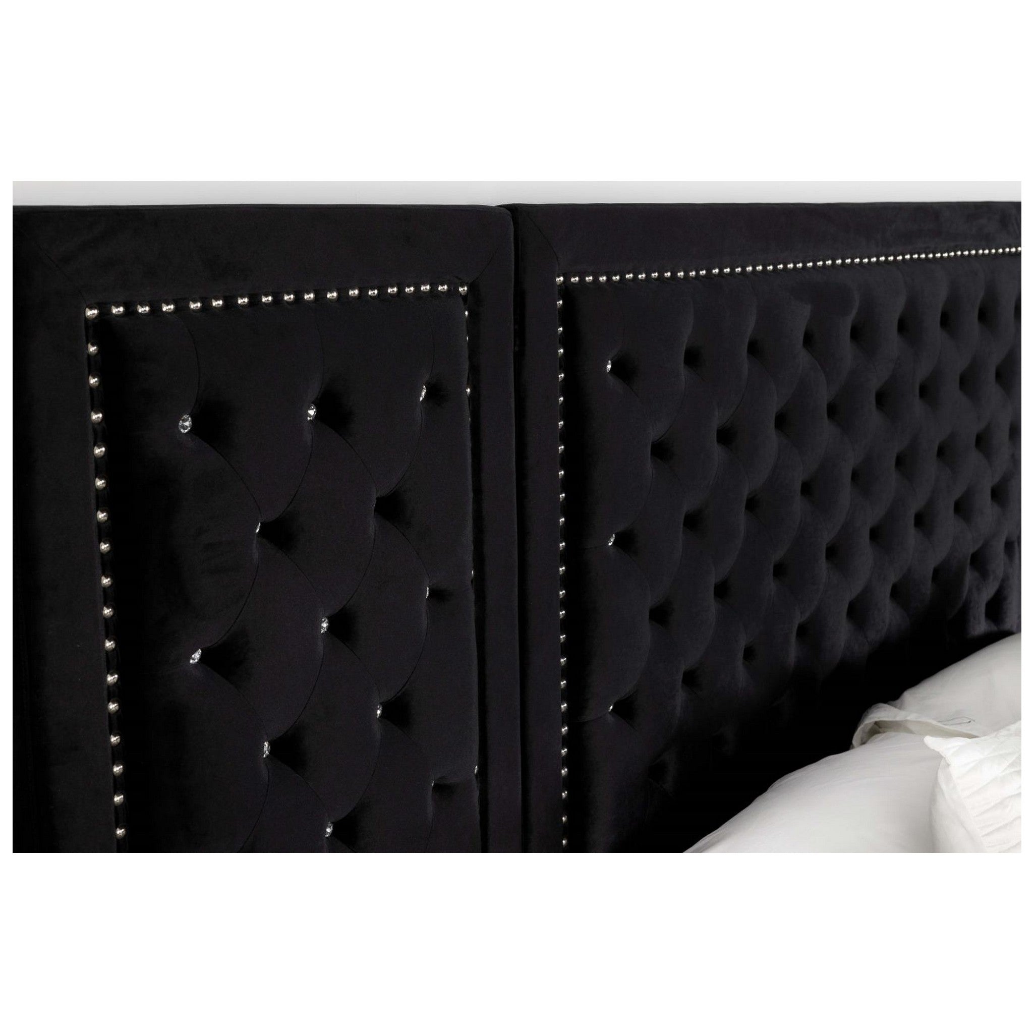 Hailey Upholstered Platform Eastern King Bed with Wall Panel Black 315925KE-SP