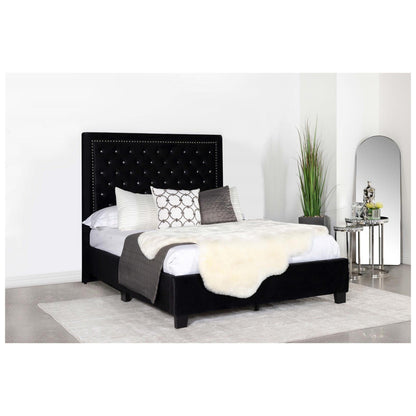 Hailey Upholstered Tufted Platform Eastern King Bed Black 315925KE