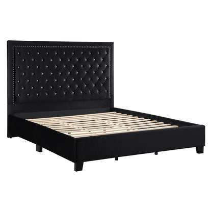 Hailey Upholstered Tufted Platform Eastern King Bed Black 315925KE