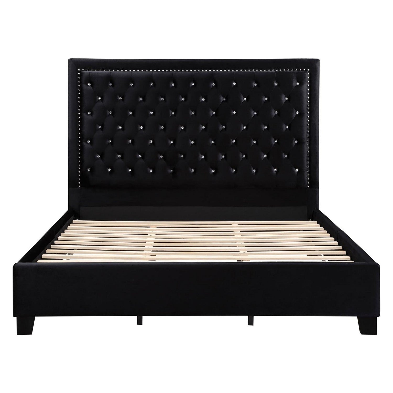 Hailey Upholstered Tufted Platform Eastern King Bed Black 315925KE