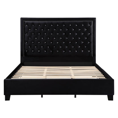 Hailey Upholstered Tufted Platform Eastern King Bed Black 315925KE