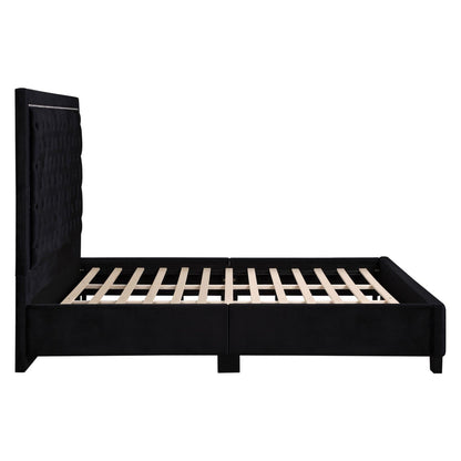 Hailey Upholstered Tufted Platform Eastern King Bed Black 315925KE