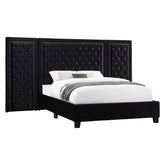 Hailey Upholstered Platform California King Bed with Wall Panel Black 315925KW-SP