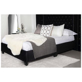 Hailey Upholstered Platform California King Bed with Wall Panel Black 315925KW-SP