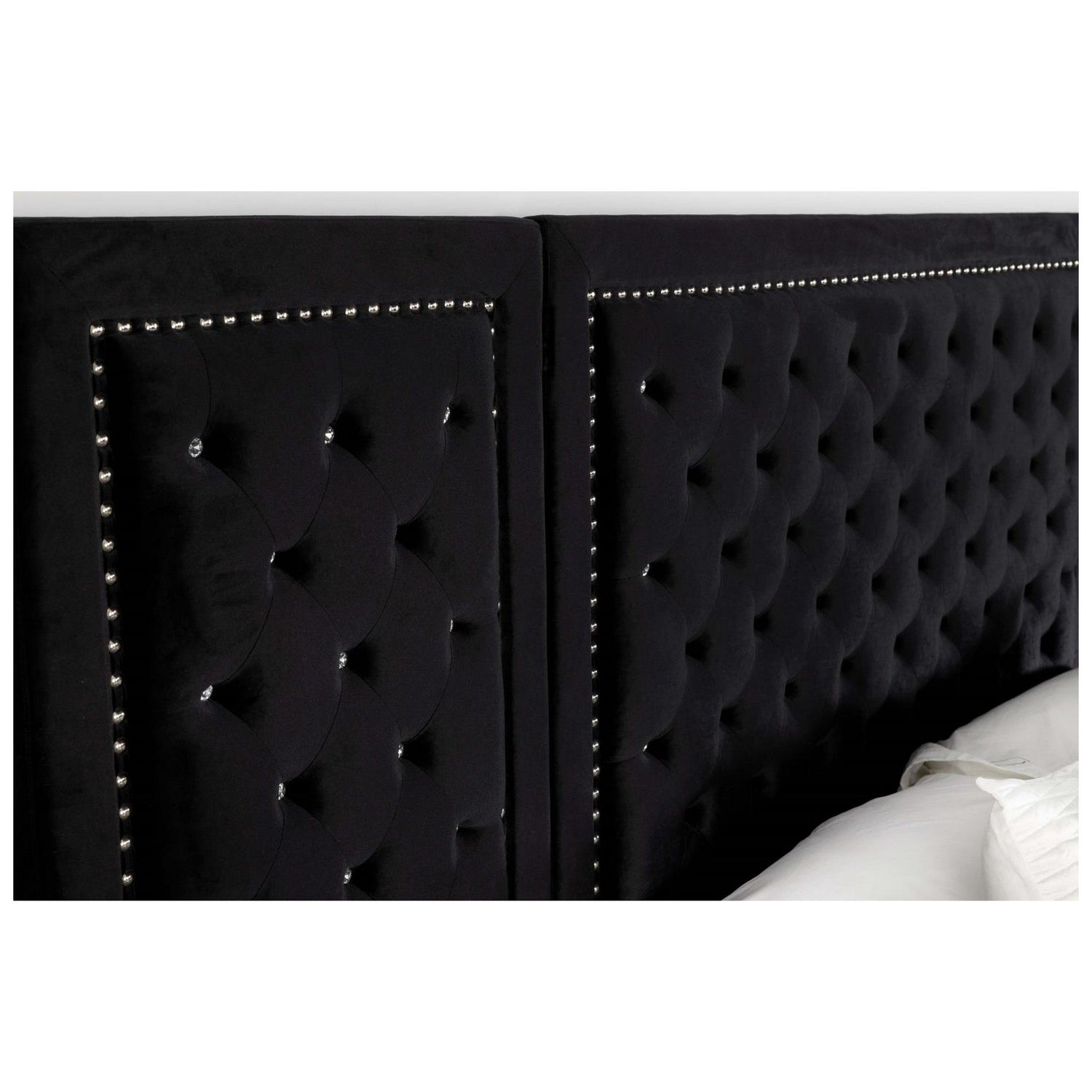 Hailey Upholstered Platform California King Bed with Wall Panel Black 315925KW-SP