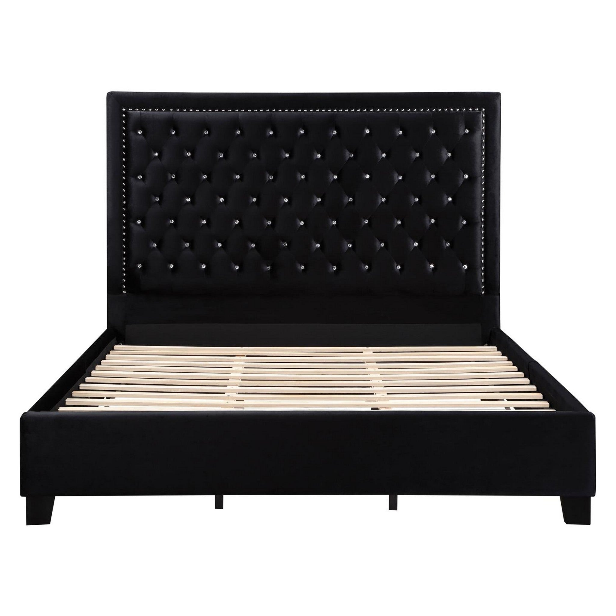 Hailey Upholstered Tufted Platform California King Bed Black 315925KW