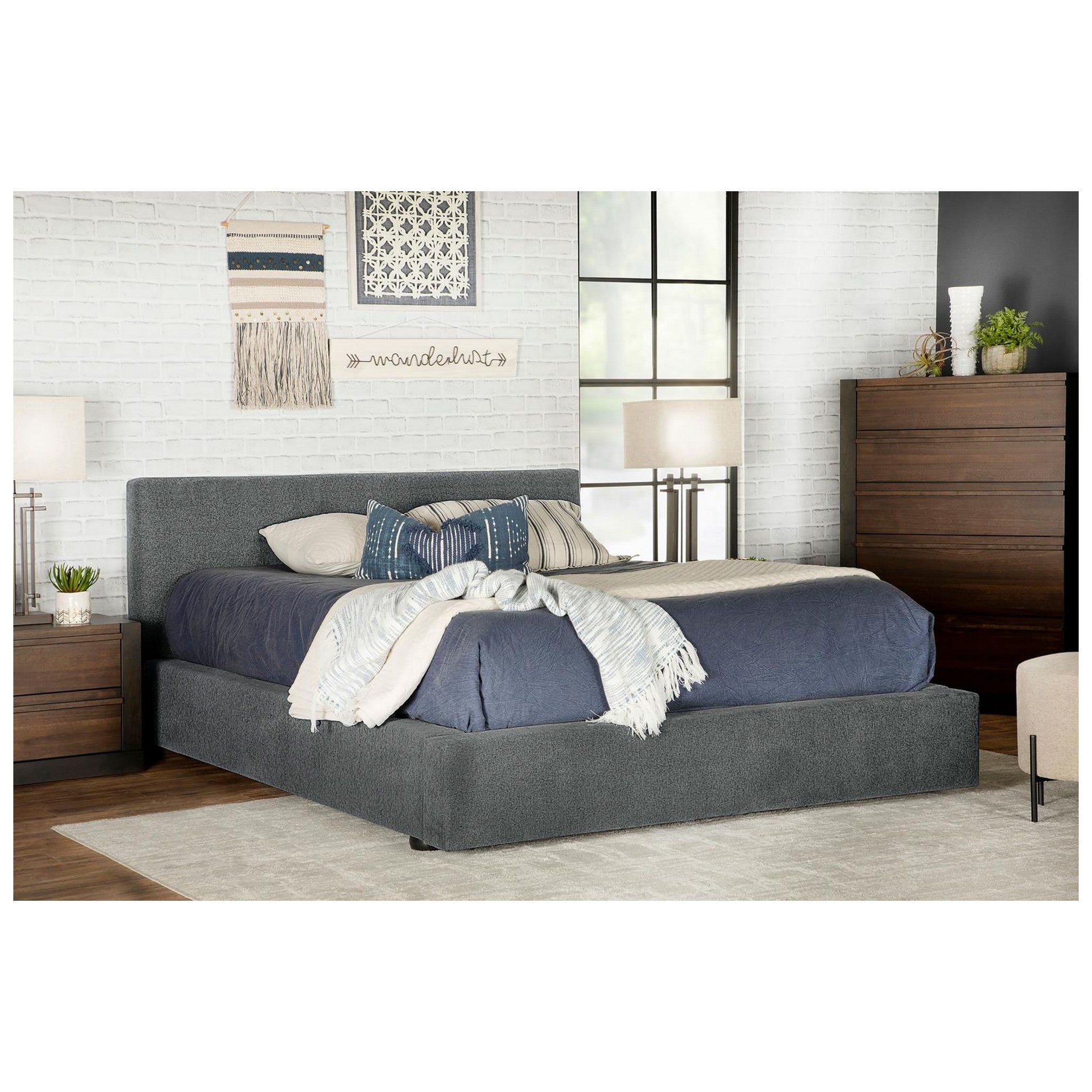 Gregory Upholstered Platform Bed Graphite 316020F