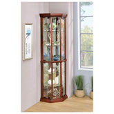 Appledale 6-shelf Corner Curio Cabinet Medium Brown 3393