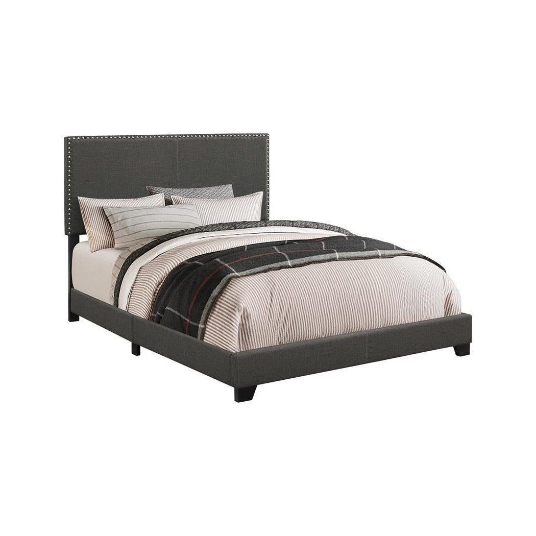 Boyd Twin Upholstered Bed with Nailhead Trim Charcoal 350061T