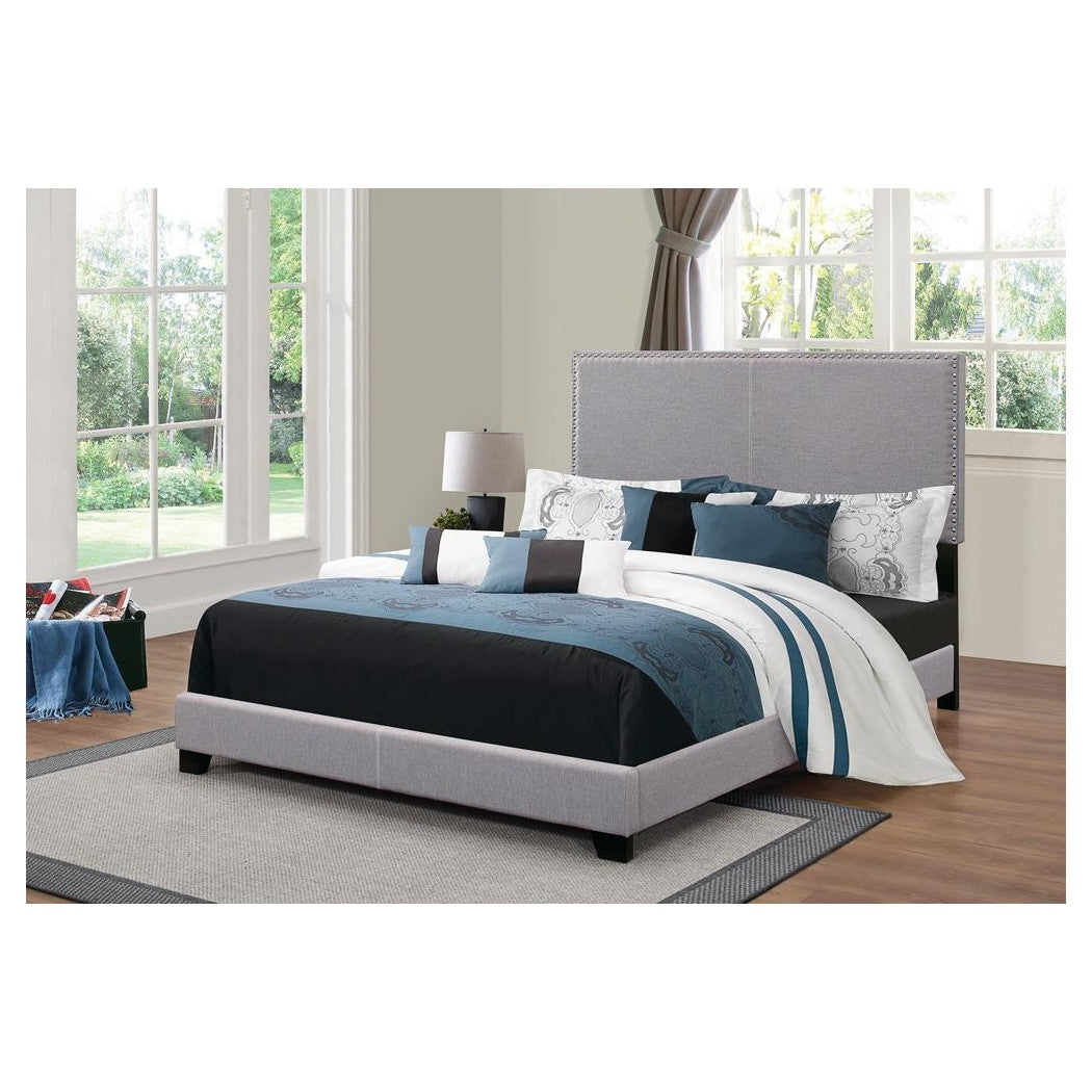 Boyd Twin Upholstered Bed with Nailhead Trim Grey 350071T