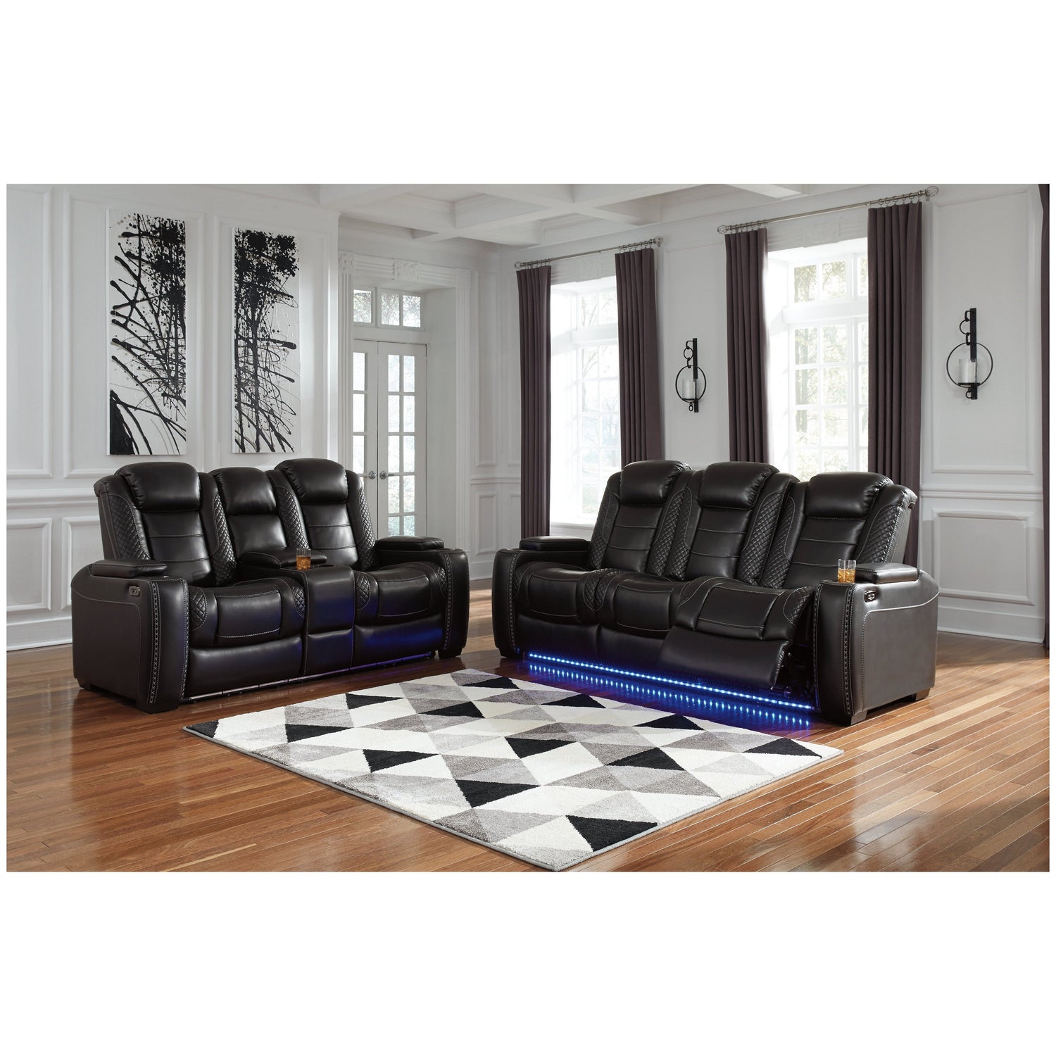 Party Time Reclining Sofa and Loveseat Ash-37003U1