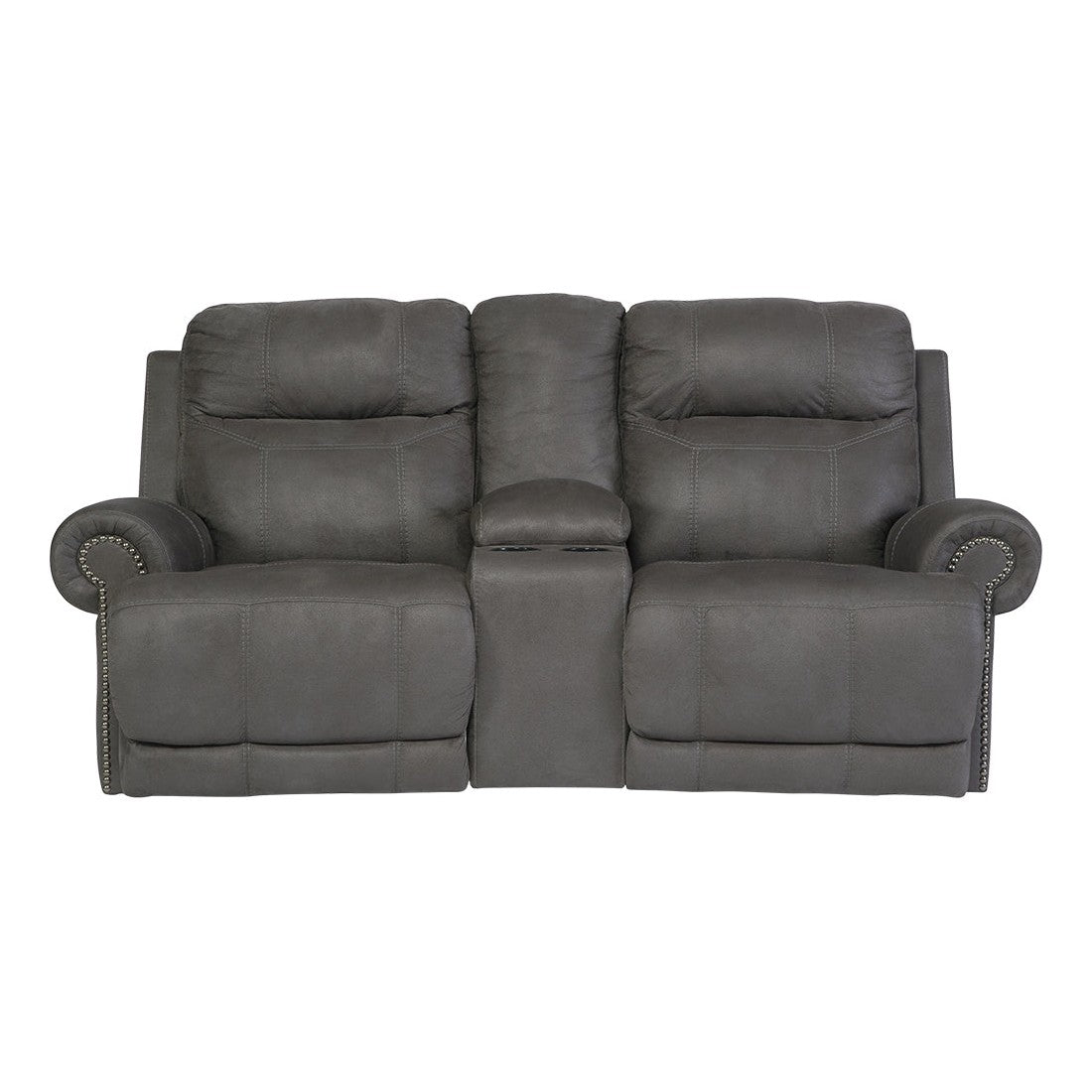 Austere Reclining Loveseat with Console Ash-3840194