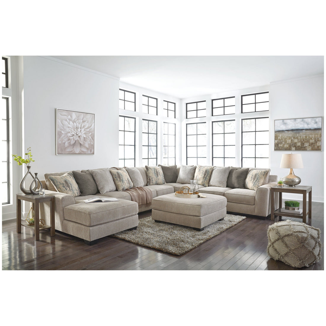 Ardsley 5-Piece Sectional with Ottoman Ash-39504U1