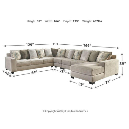 Ardsley 5-Piece Sectional with Chaise Ash-39504S8